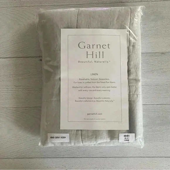 New Garnet Hill Relaxed-Linen Shams Set of 2  Light Gray with hint of blue - Picture 1 of 13